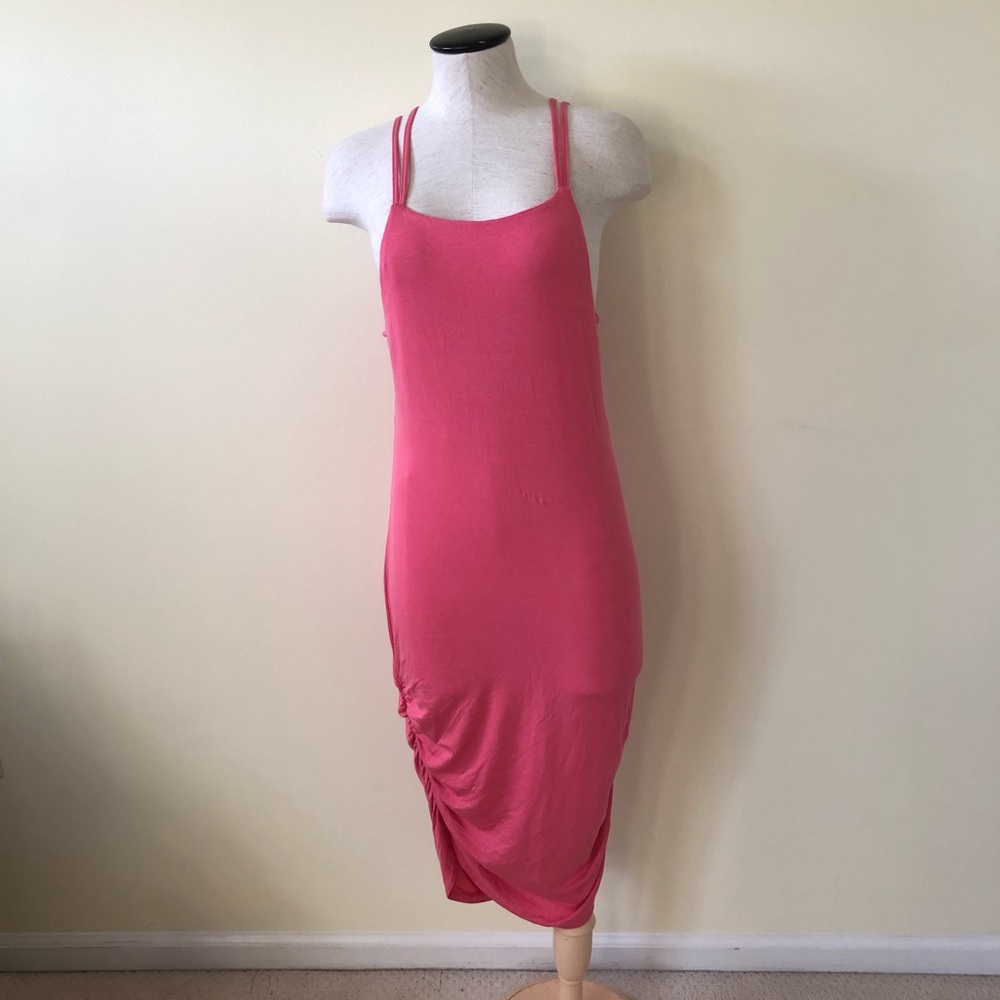 Hot gal pink melon criss cross back dress